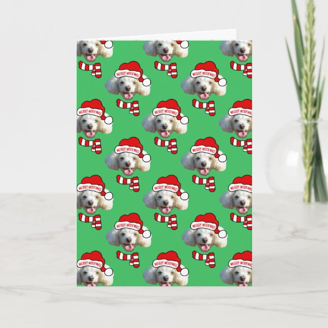 Jul Santa Hund Anpassad Foto Mönster Kort (Framsida)