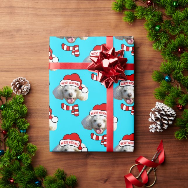 Jul Santa Hund Anpassad Foto Mönster Presentpapper (Julgåva)