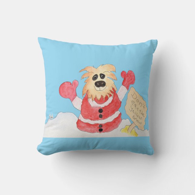 Jul Santa Hund - Ät inte den gula snön Kudde (Framsida)