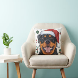 Jul Santa Hund Rottweiler Dekorativ kudde