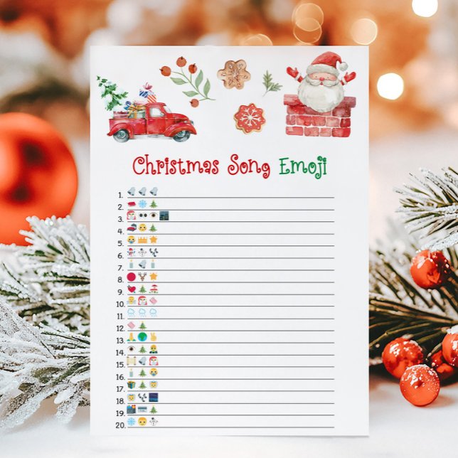 Jul Santa Julsång Emoji Spel Julkort (Christmas Party Game)