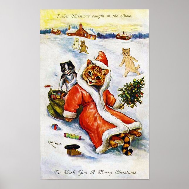 Jul Santa Katt, Louis Wain Poster (Framsidan)