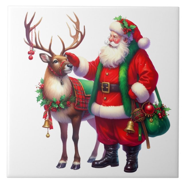 Jul Santa Keramisk Platta Kakelplatta (Framsidan)