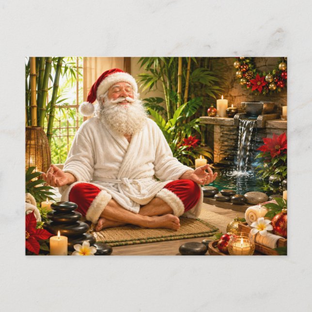 Jul Santa Klaus Meditation  Helg Vykort (Framsida)
