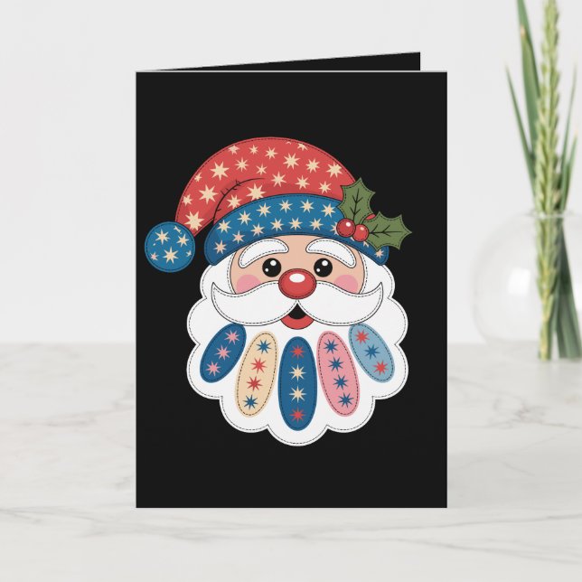 Jul Santa Lapptäcke Snöflinga Järnek Vinter Kort (Framsida)