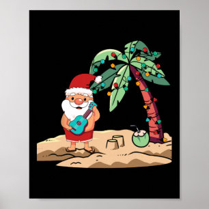 Jul Santa med Ukulele på hawaiianska B Poster