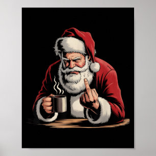 Jul Santa Mellanfinger Sarcastic Jul Rolig Poster