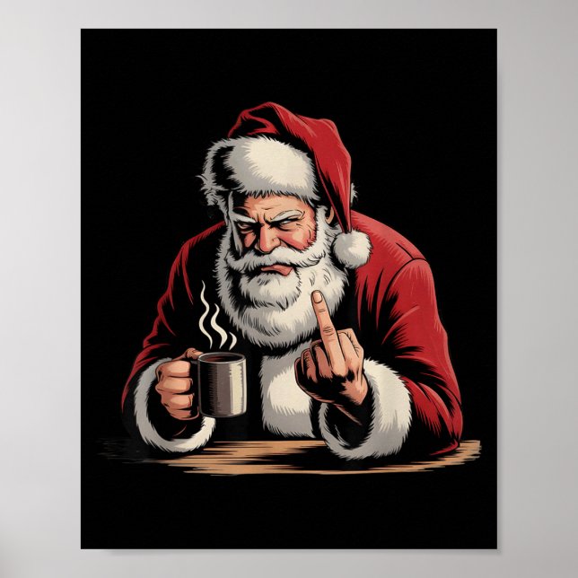 Jul Santa Mellanfinger Sarcastic Jul Rolig Poster (Framsidan)