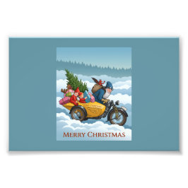 Jul Santa Motorcykel Sidovagn Fototryck