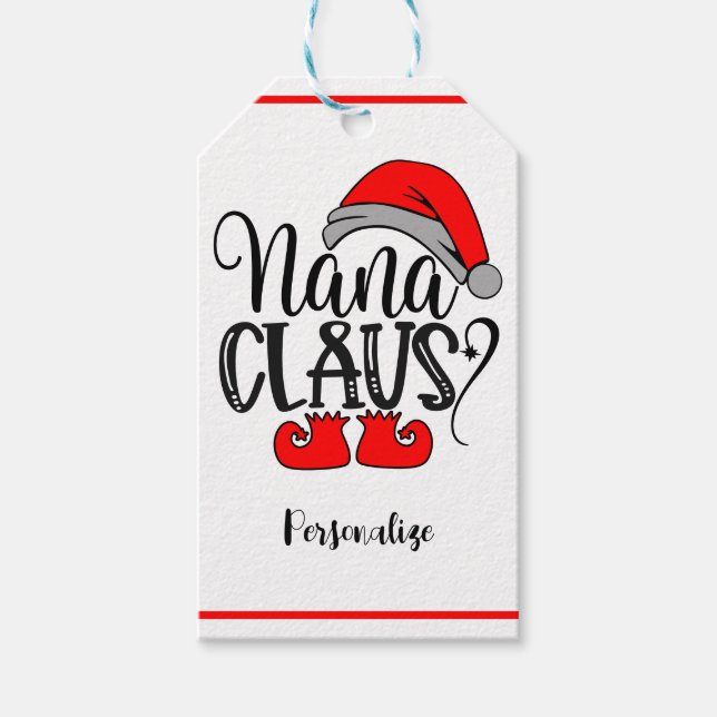 Jul Santa Nana Claus Funny Helgdag Presentetikett (Framsidan)