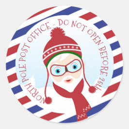 Jul Santa North Pole Postkontor Rund Klistermarke Runt Klistermärke