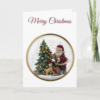 Jul Santa och bedårande valp Julgran Design Kort