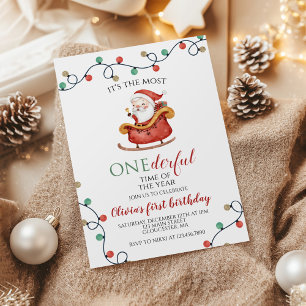 Jul Santa Oenderful Första födelsedag Inbjudningar