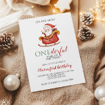 Jul Santa Oenderful Första födelsedagsinbjudan Inbjudningar<br><div class="desc">Det är årets mest fantastiska tid! Santa Sleigh först födelsedagsfest inbjudan med vattenfärgen,  tomtens huvud,  julkrans och röd polka punkt tillbaka.</div>