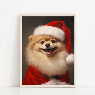 Jul Santa Pomeranian Retro Porträtt, Klänning Poster