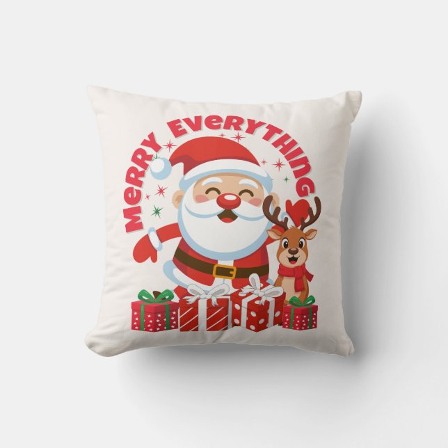 Jul Santa & Renar Kastkudde Kudde (Framsida)