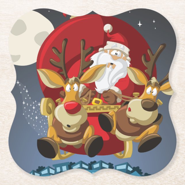 Jul Santa & Renar Pappersunderlägg Underlägg Papper (Framsida)