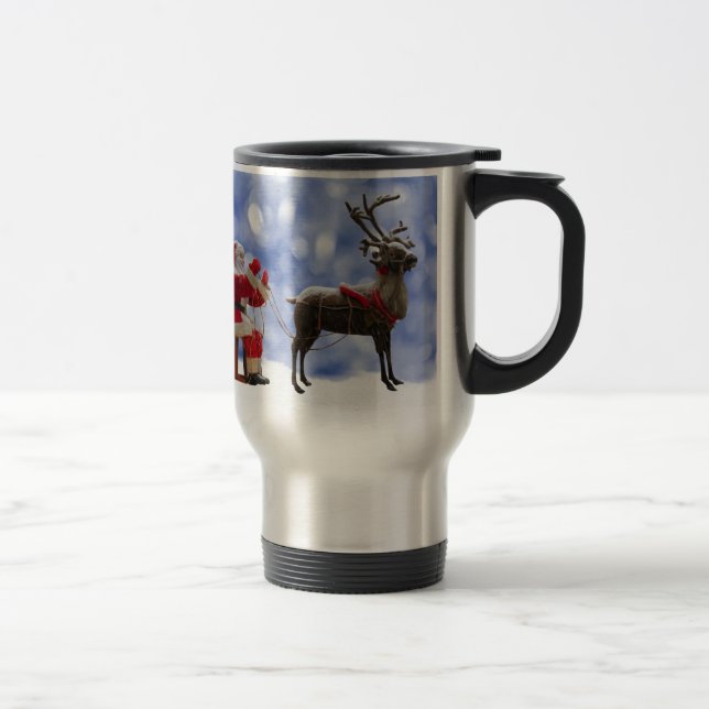 Jul Santa Renar Slädåkning Snö Resemugg (Höger)