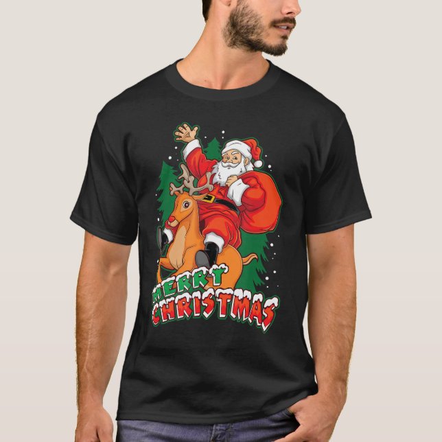 Jul Santa Rendeer Gift Julafton Joke T Shirt (Framsida)