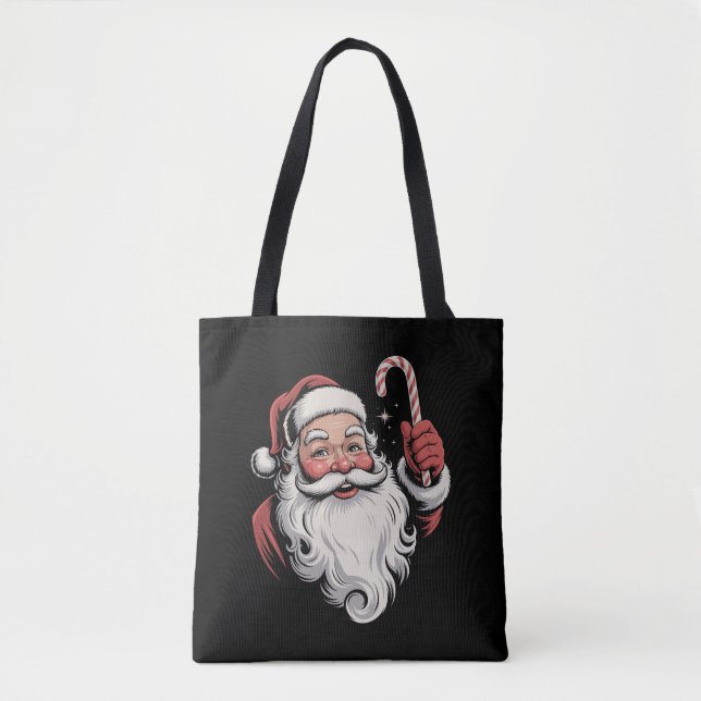 Jul Santa Retropresent Vintage Tygkasse (Framsida)