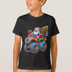 Jul Santa Ridande Rolig Jul Monster Truck Bo T Shirt