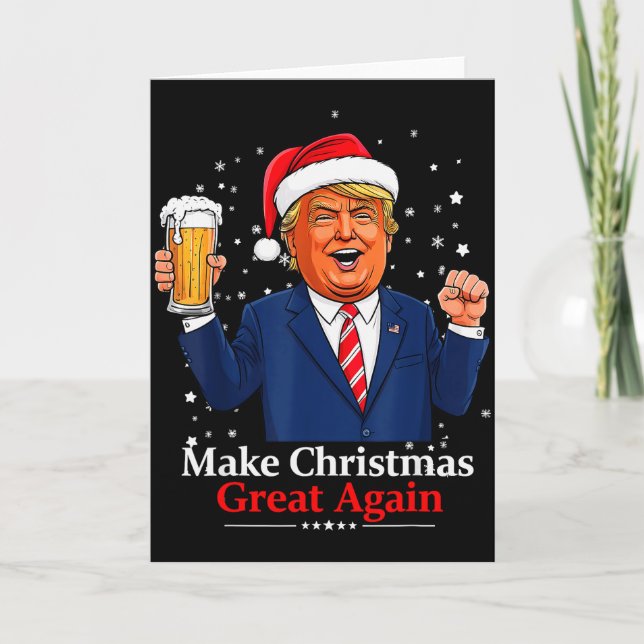 Jul Santa Rolig Trump Xmas Pyjamas Gör Chris Kort (Framsida)
