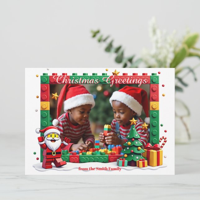 Jul Santa’s Little Builders-kort Inbjudningar (Stående Fram)