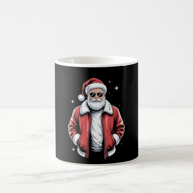 Jul Santa Solglasögon Läderjacka Bomber Kaffemugg (Center)