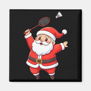 Jul Santa Spelar Badminton Söt Badminton L Magnet