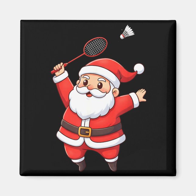 Jul Santa Spelar Badminton Söt Badminton L Magnet (Framsidan)