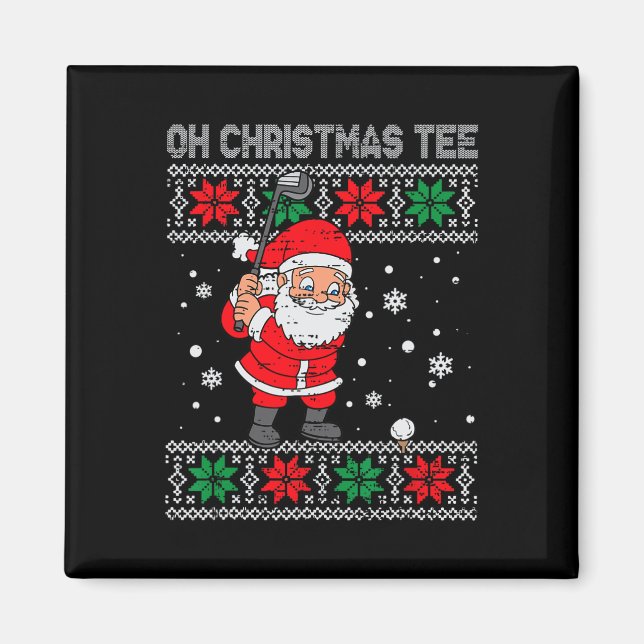 Jul Santa Spelar Golf Xmas Golfer För Män  Magnet (Framsidan)