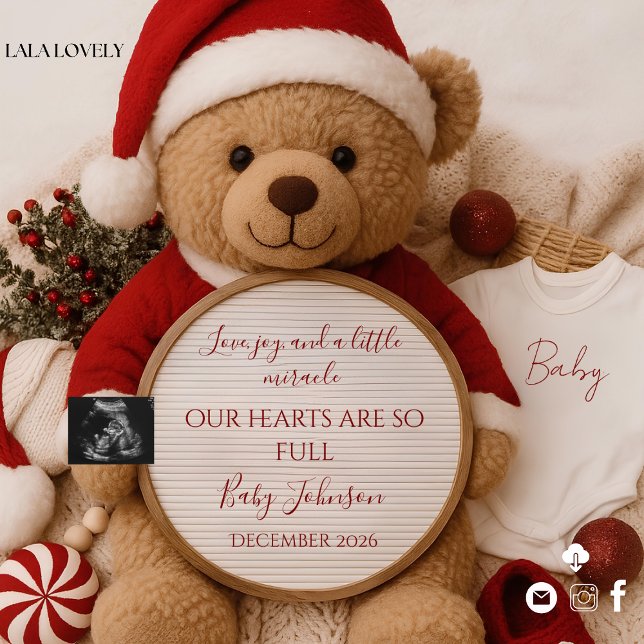 Jul Santa Teddy Bear Graviditet Meddelande Inbjudningar (Skapare uppladdad)