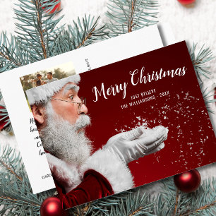 Jul Santa Tro Helt Enkelt Anpassad Familjefoto Vykort