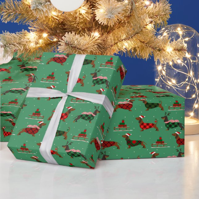 Jul Santa Tröja Användande Dachshund Husdjur Xmas Presentpapper (Helgdagar)