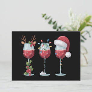 Jul Santa Vin Glas Högtidlig Säsong Dricka Julkort