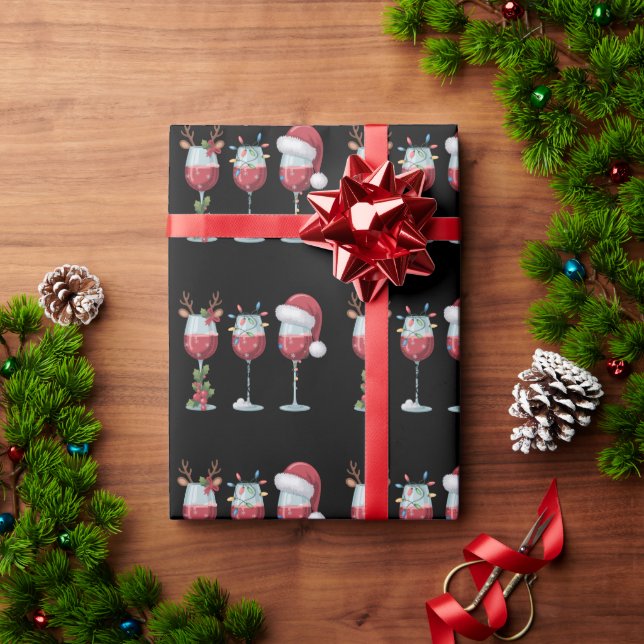 Jul Santa Vin Glas Högtidlig Säsong Dricka Presentpapper (Julgåva)