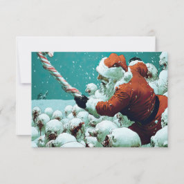 Jul Santa vs Snömän Flat Julkort Kort