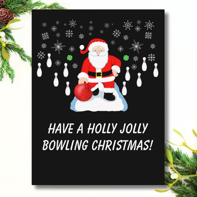 Jul Santa's Bowling Holly Jolly Kul Vykort (Skapare uppladdad)
