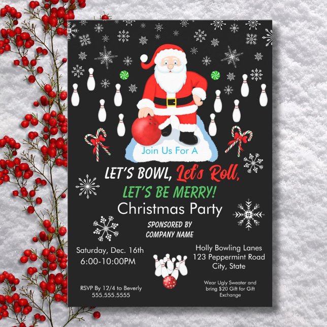 Jul Santa's Bowlingsfest  Inbjudningar (Skapare uppladdad)