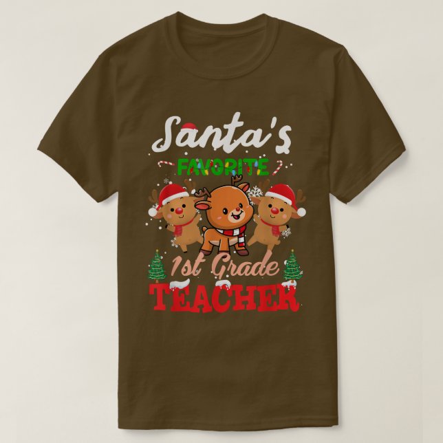 Jul Santas Favorite 1st Klass Teacher Reinde T Shirt (Design framsida)