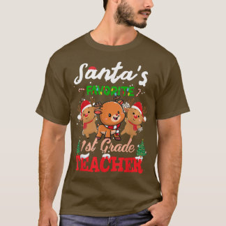 Jul Santas Favorite 1st Klass Teacher Reinde T Shirt