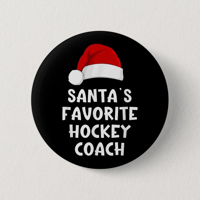 jul Santas Favorite Hockey Coach Funny Julafton Knapp (Framsida)