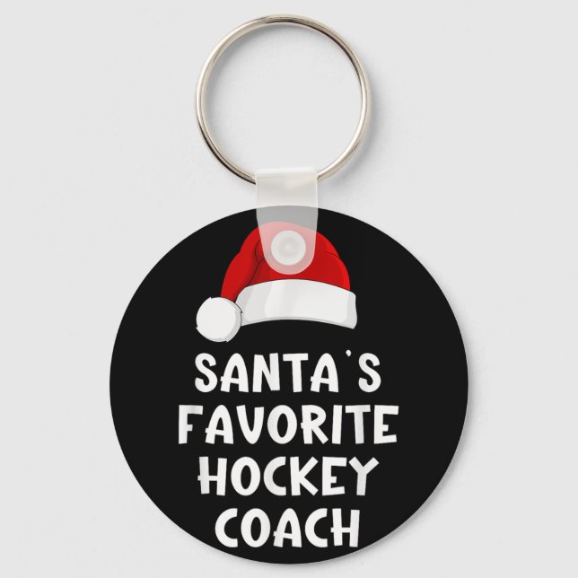jul Santas Favorite Hockey Coach Funny Julafton Nyckelring (Framsida)
