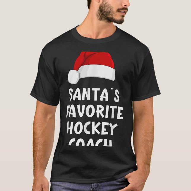 jul Santas Favorite Hockey Coach Funny Julafton T Shirt (Framsida)