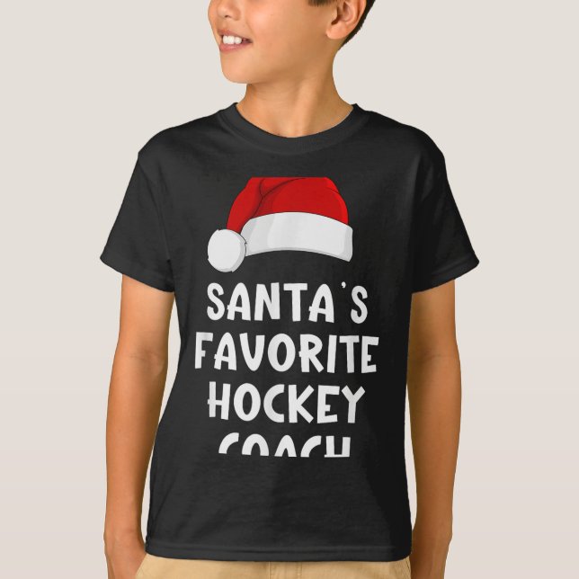 jul Santas Favorite Hockey Coach Funny Julafton T Shirt (Framsida)