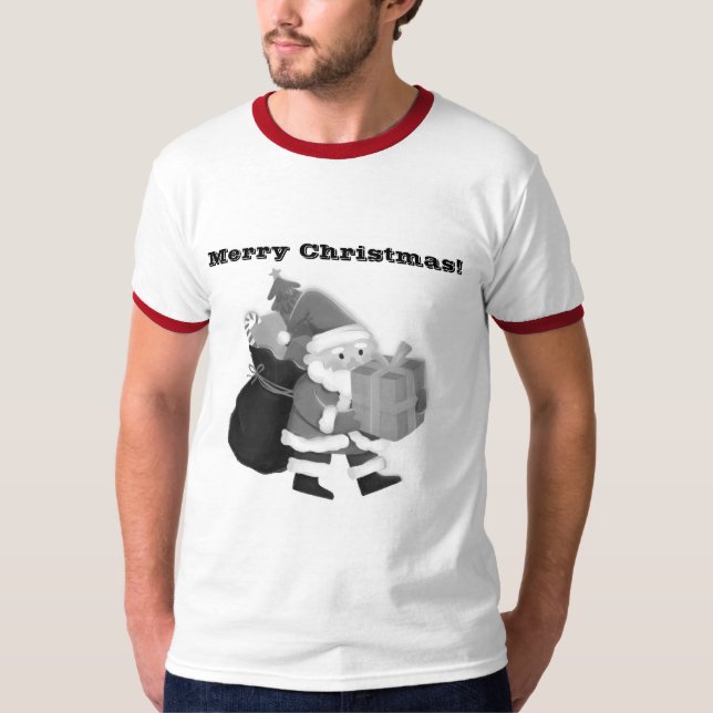 Jul säsong firande önskemål ringklocka röd passfor t shirt (Framsida)