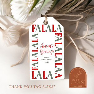 Jul säsongens Falalala typografi presentkort Presentetikett