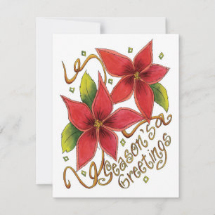 Jul Säsongens Hälsningar Poinsettia Inbjudan