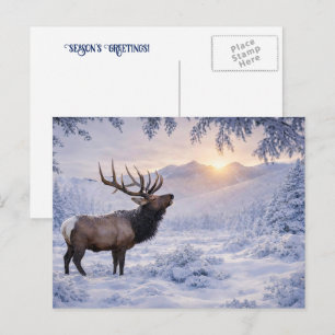 Jul säsonger hälsning Älg Snö Helg Vykort