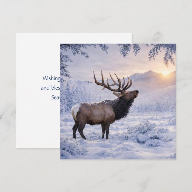 Jul säsonger hälsningar Älg i snö (Fram/baksida)